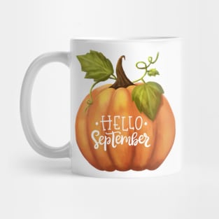 Hello September Fall Season Pumpkin Back to School Mug